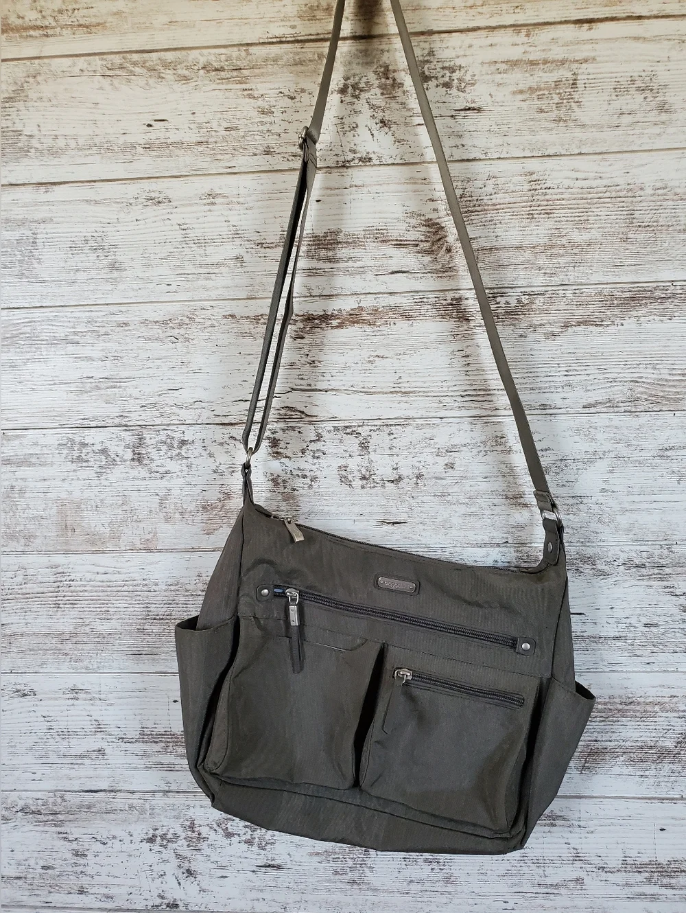 Baggallini Anywhere Large Hobo Tote Bag - Charcoal/Taupe